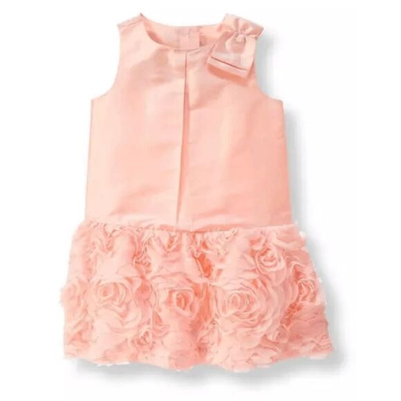 Janie and Jack Special Occasion Blush Pink 100% Silk Rosette Dress Baby Girl - Picture 1 of 7